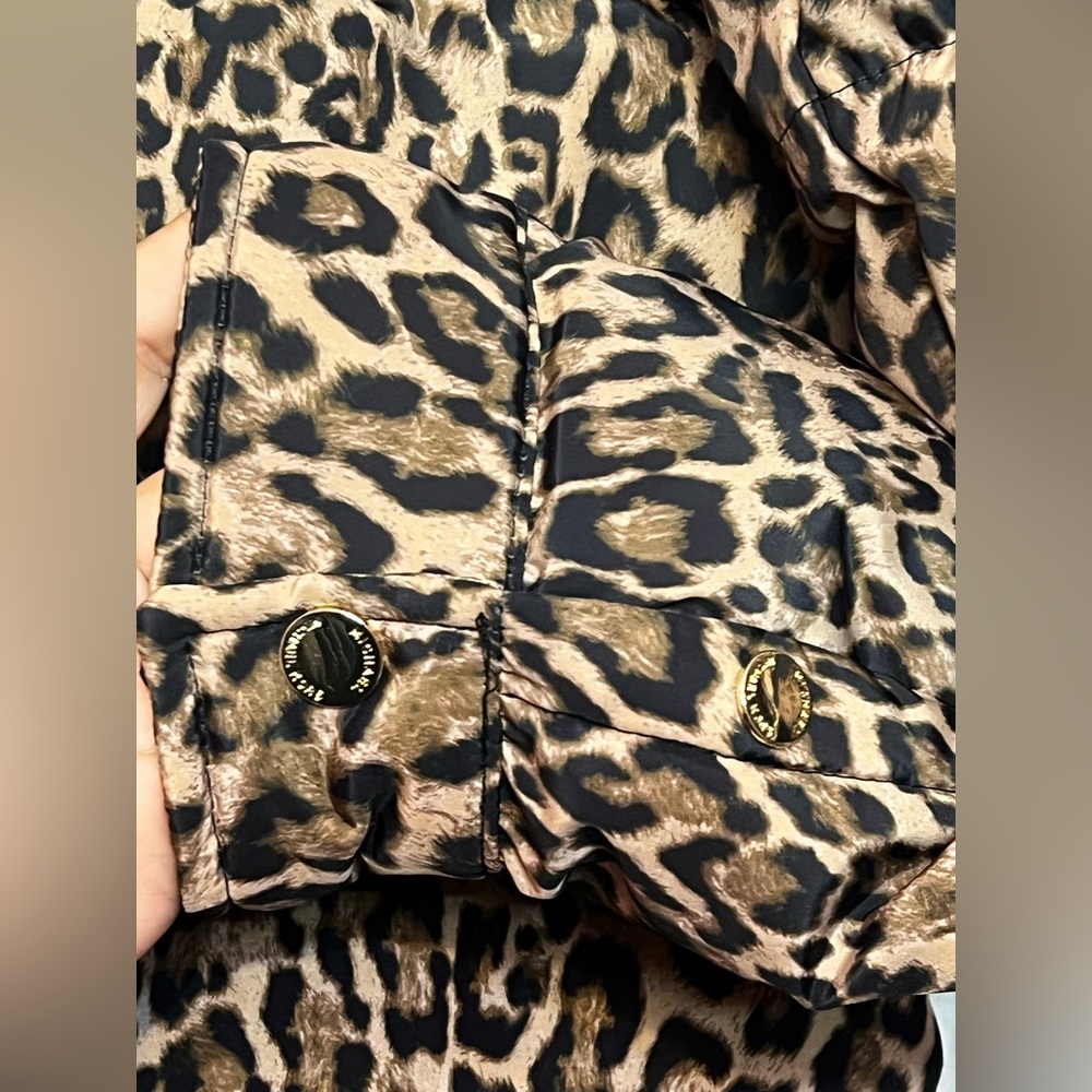 Michael Kors Leopard Print Women's Hooded Coat In Size M - Picture 15 of 16